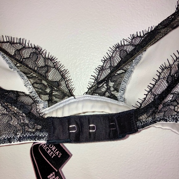 Victoria’s Secret silky/lace unlined bralette.  Size S.  White/black lace trim. - Picture 5 of 7